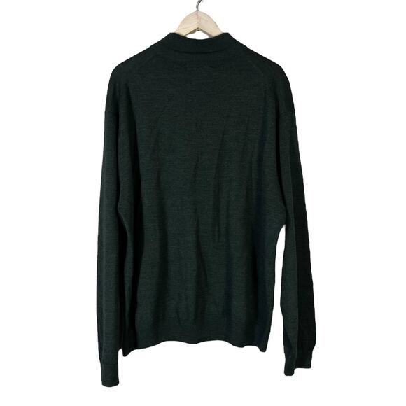Linea Uomo Sweater Mens XXL Dark Green Mock Neck Merino Minimalist Classiccore - Picture 3 of 5